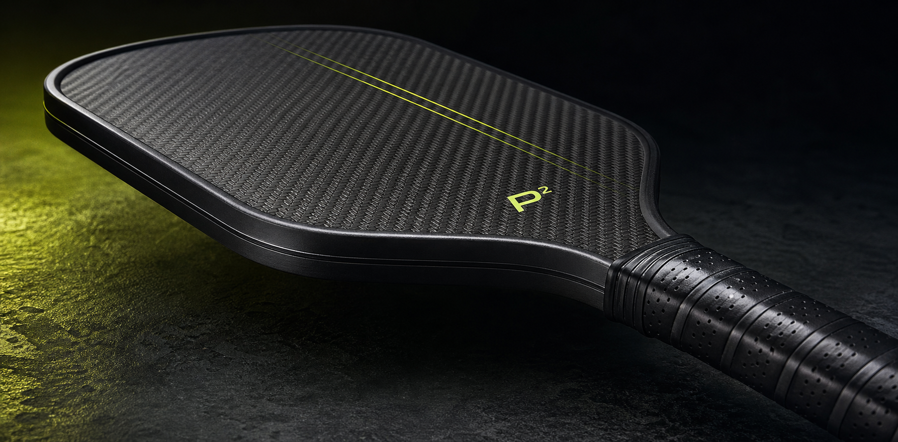 Close detail of the P2 carbon face, edge guard and grip